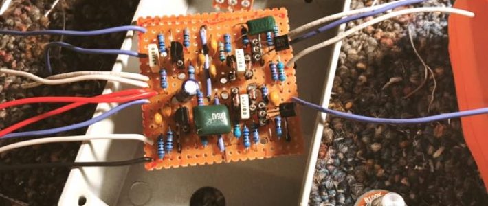 A look at the circuit board all wired up for the Aries Fuzz pedal by SeaWolf Audio